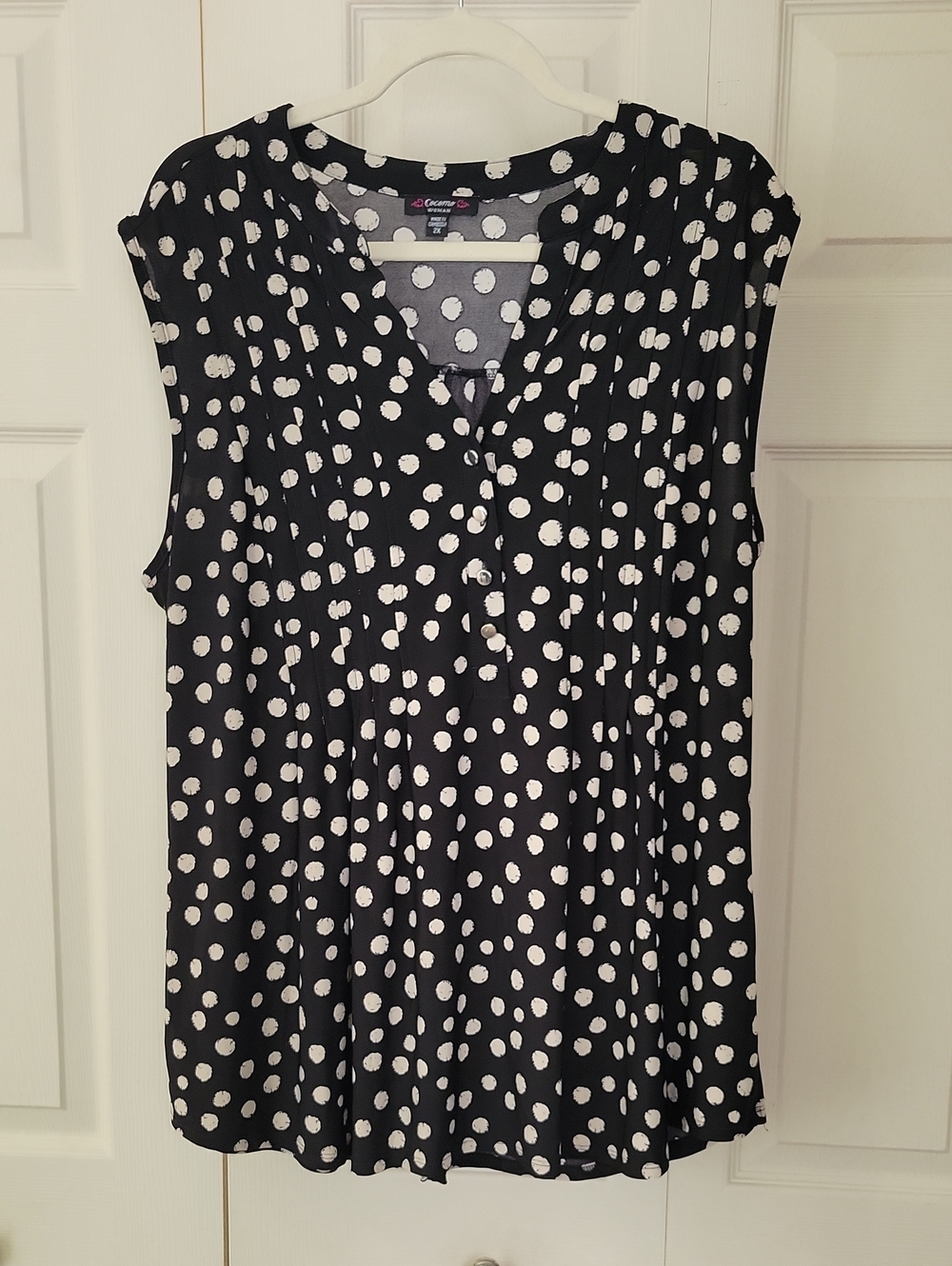 Cocomo Black Sleeveless Polka Dot Camisole with White Dots
